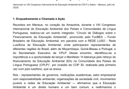 Manifesto: A liderança pelo reforço do financiamento da Educação Ambiental (EA) na  Comunidade dos Países de Língua Portuguesa (CPLP)